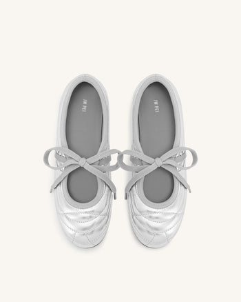 Erika Ballerines à lacets avec surpiqûres - Argent
