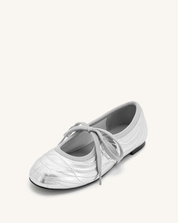 Erika Ballerines à lacets avec surpiqûres - Argent