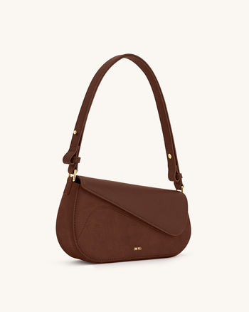 Sac à bandoulière Addisyn avec panneau en suède synthétique - Marron moka