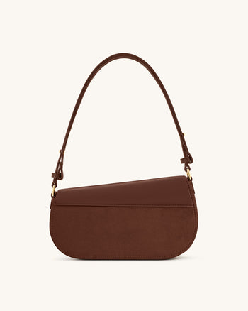 Sac à bandoulière Addisyn avec panneau en suède synthétique - Marron moka