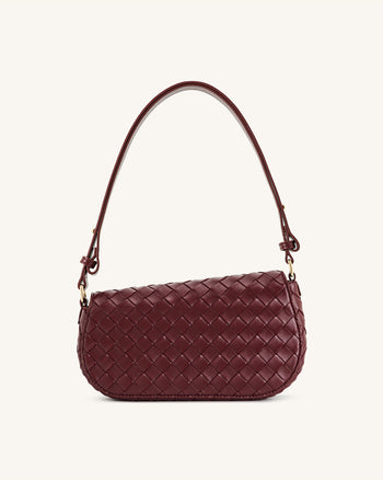 Sac bandoulière Addisyn à texture tressée – Bordeaux