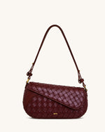 Sac à Main Addisyn avec Texture Tressée et Poignée Supérieure – Bordeaux