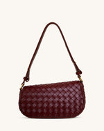 Sac à Main Addisyn avec Texture Tressée et Poignée Supérieure – Bordeaux