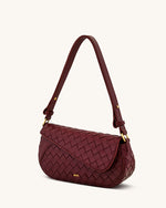 Sac à Main Addisyn avec Texture Tressée et Poignée Supérieure – Bordeaux