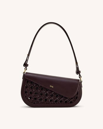 Sac à bandoulière Addisyn à panneau tissé - Bordeaux