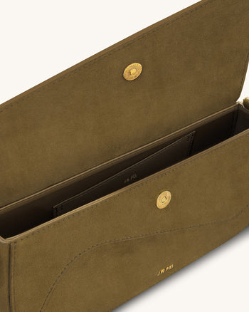 Sac à bandoulière Addisyn avec panneau en suède synthétique - Olive