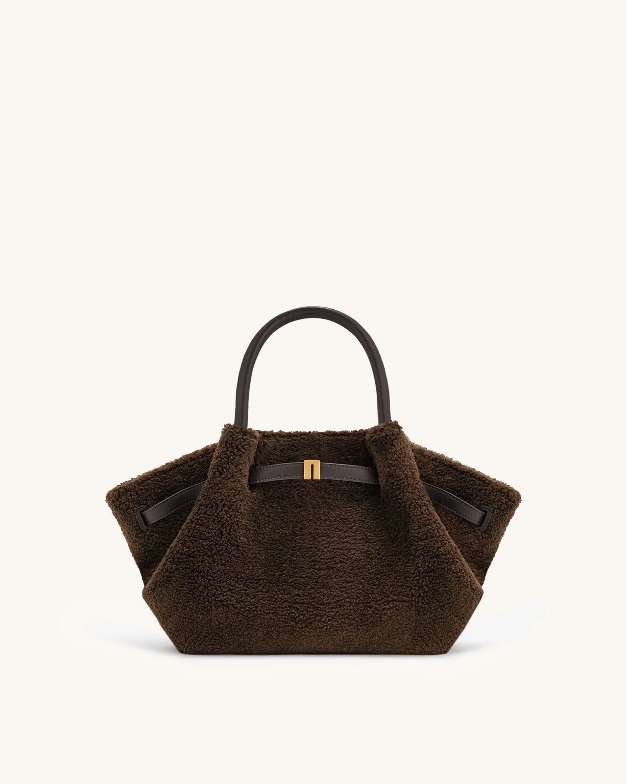 Petit sac cabas en fausse fourrure Hana – Marron foncé