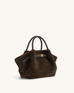 Petit sac cabas en fausse fourrure Hana – Marron foncé