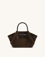 Petit sac cabas en fausse fourrure Hana – Marron foncé