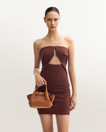 Sac fourre-tout mini Hana en faux suède - Marron