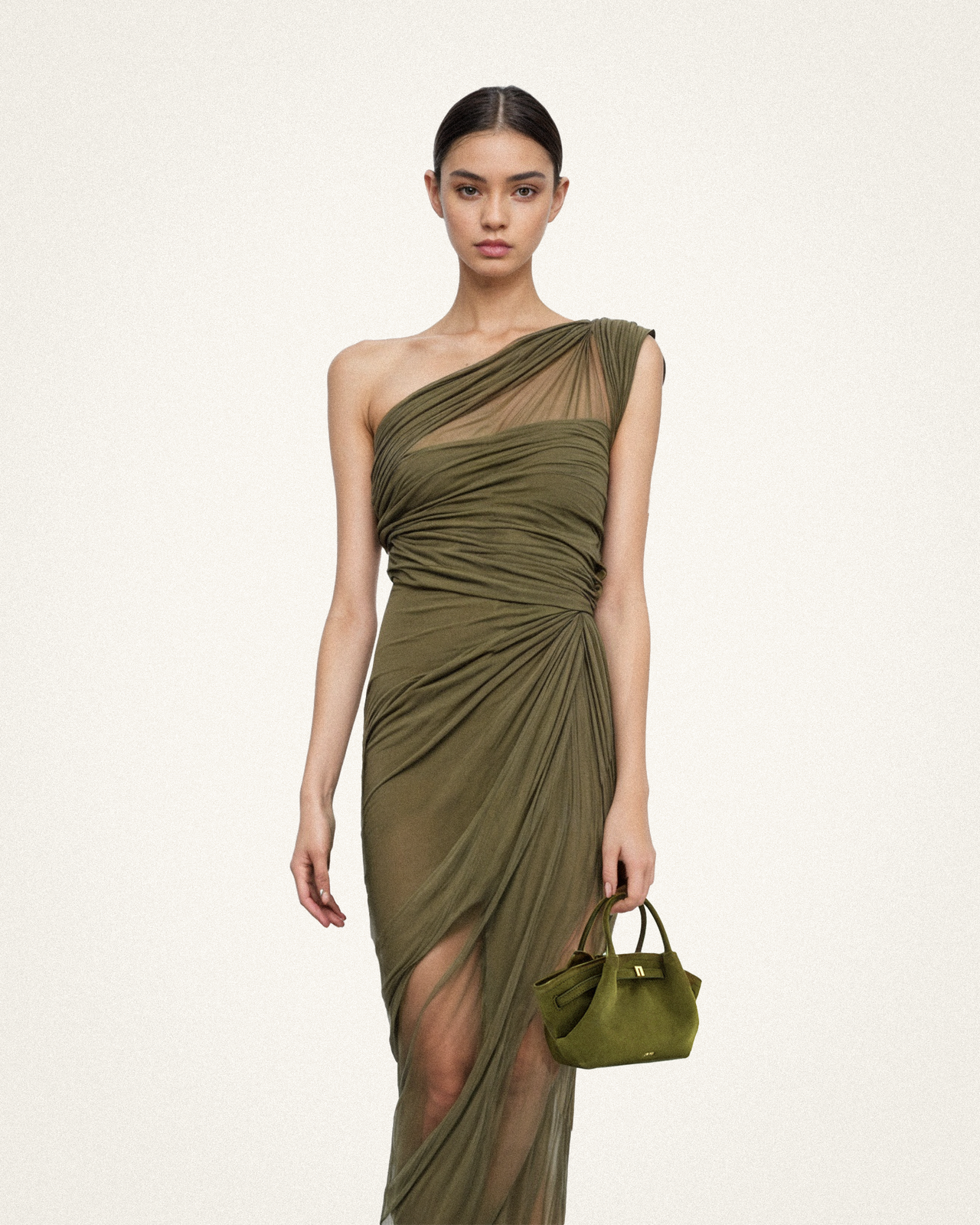 Sac fourre-tout mini Hana en faux suède - Olive Foncé