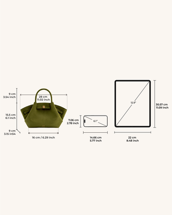 Sac fourre-tout mini Hana en faux suède - Olive Foncé