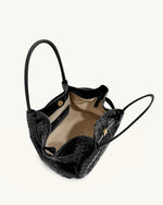 Sac cabas moyen Hana à texture tressée – Noir