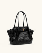 Sac cabas moyen Hana à texture tressée – Noir