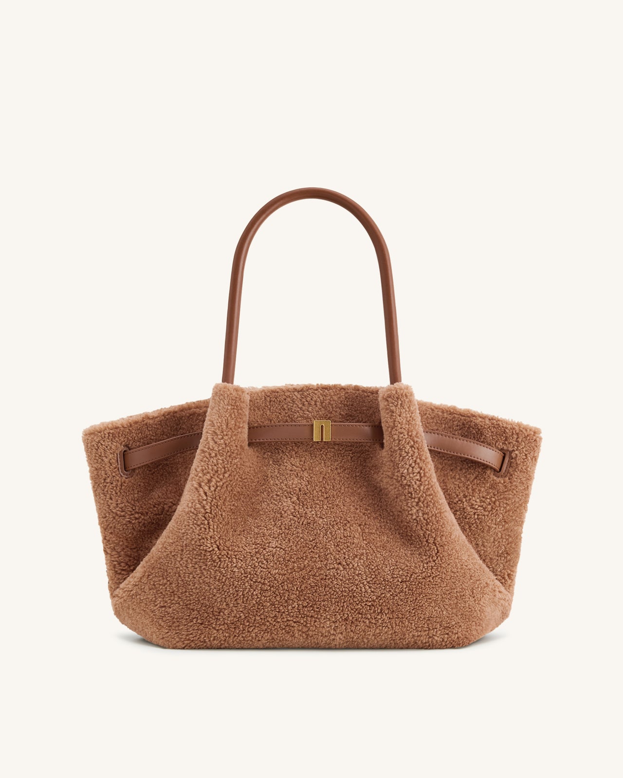 Sac cabas moyen en fausse fourrure Hana – Marron café