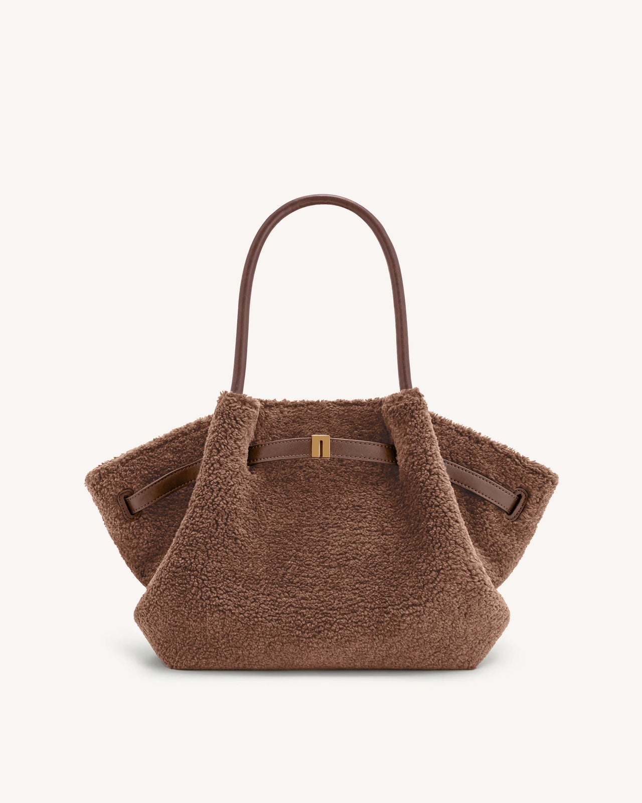 Sac cabas moyen en fausse fourrure Hana – Marron café