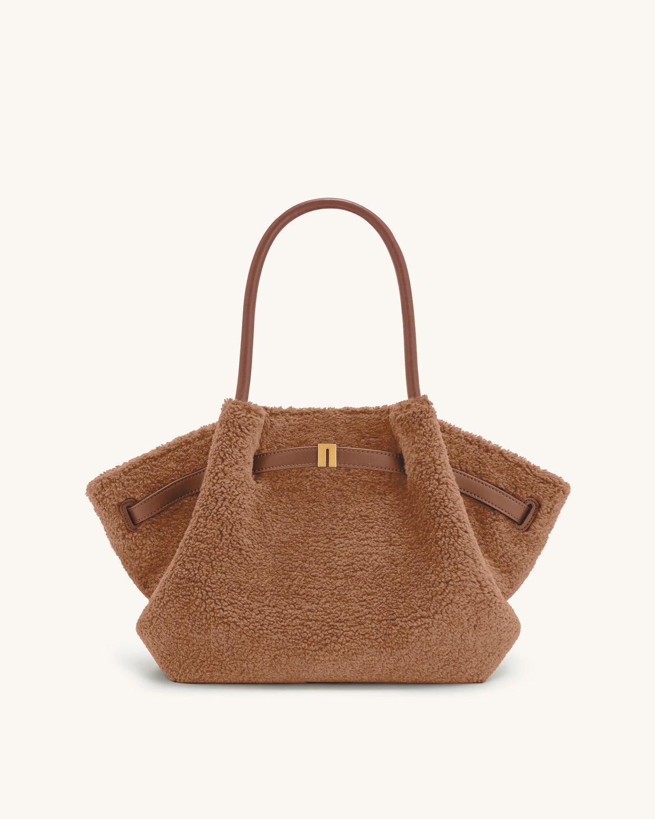 Sac cabas moyen en fausse fourrure Hana – Marron café