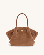 Sac cabas moyen en fausse fourrure Hana – Marron café