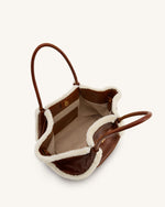 Sac cabas moyen à garniture imitation peau de mouton Hana – Marron