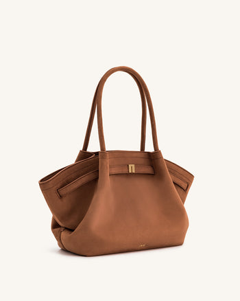Sac fourre-tout moyen en similicuir suédé Hana - Marron