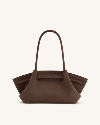 Hana Sac cabas large en simili daim - Marron foncé