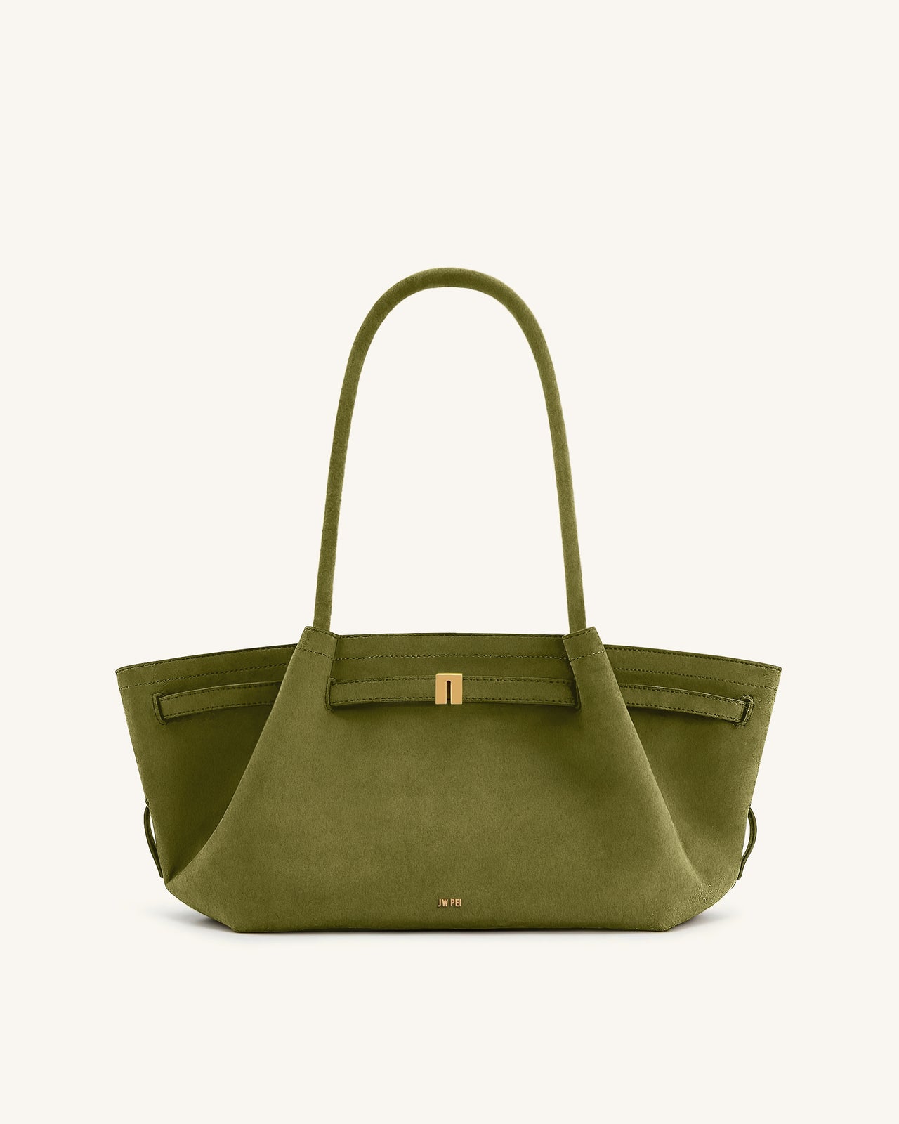Hana Sac cabas large en simili daim - Vert olive