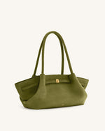 Hana Sac cabas large en simili daim - Vert olive