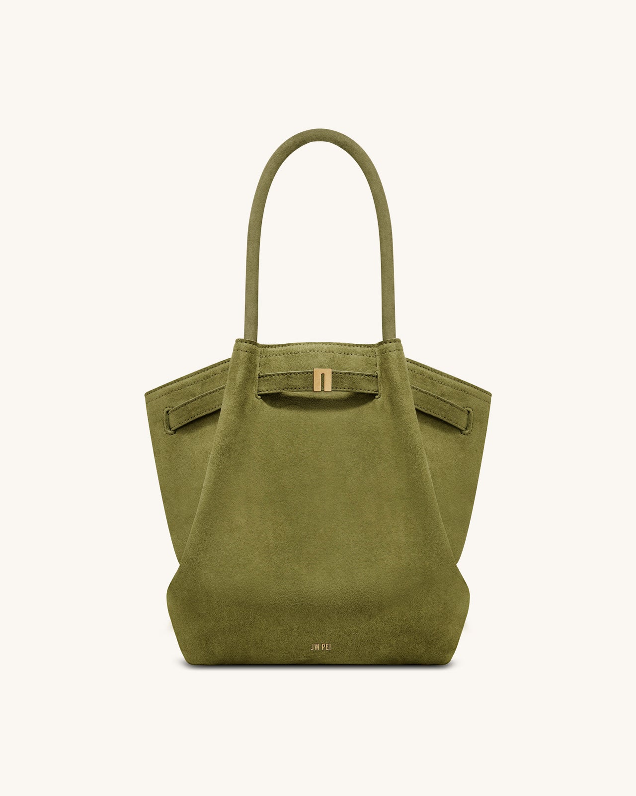 Hana Sac cabas colonne en simili daim - Vert olive