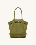 Hana Sac cabas colonne en simili daim - Vert olive