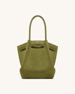 Hana Sac cabas colonne en simili daim - Vert olive
