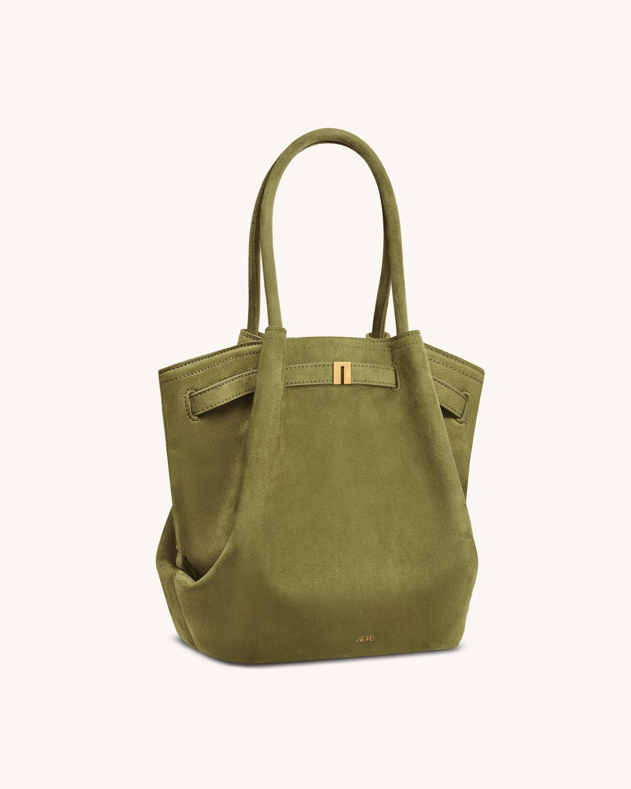 Hana Sac cabas colonne en simili daim - Vert olive