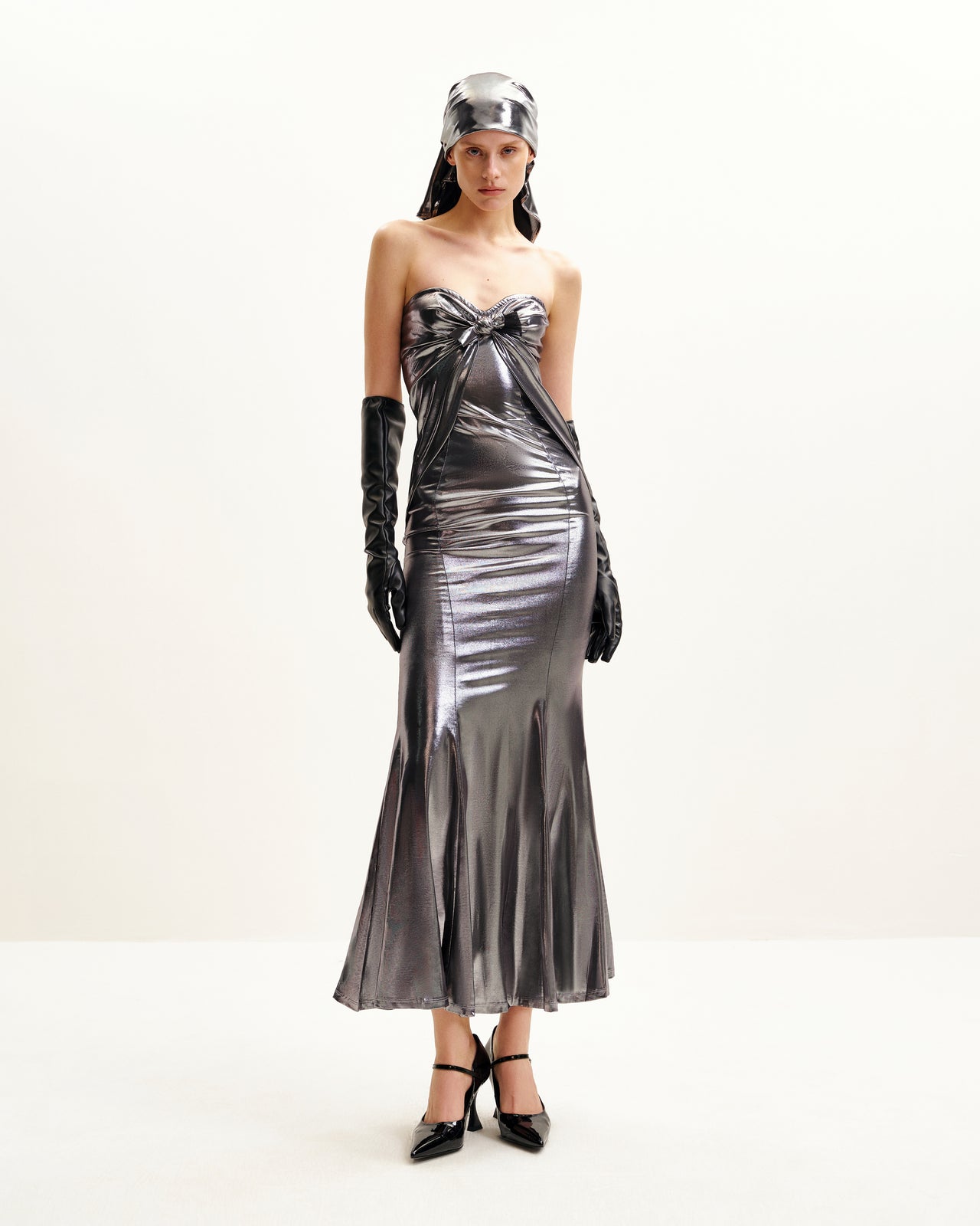 Olivia Robe Longue Tube Argentée - Argent