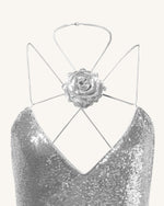 Robe longue argentée Heisey avec paillettes et rosettes - Argent