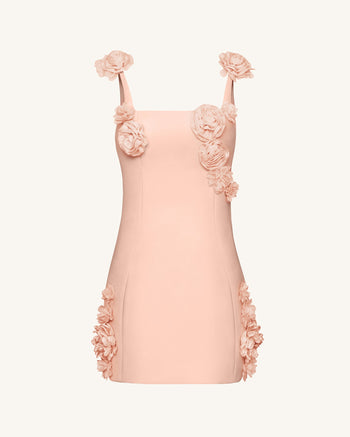 Elaina Robe Mini à Appliques Rosette - Abricot