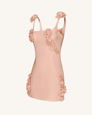 Elaina Robe Mini à Appliques Rosette - Abricot