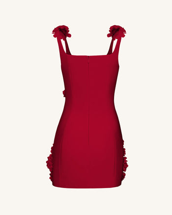 Elaina Robe Mini à Appliques Rosette - Rouge