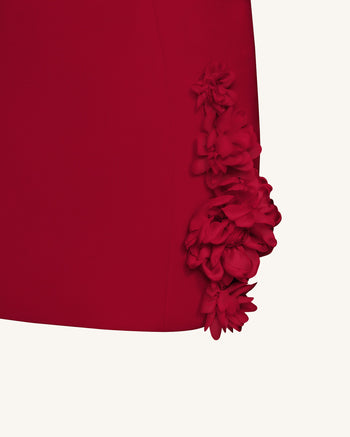 Elaina Robe Mini à Appliques Rosette - Rouge