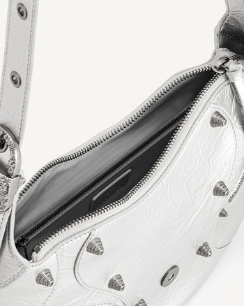 Sac à bandoulière Tessa avec plis métalliques - Argent