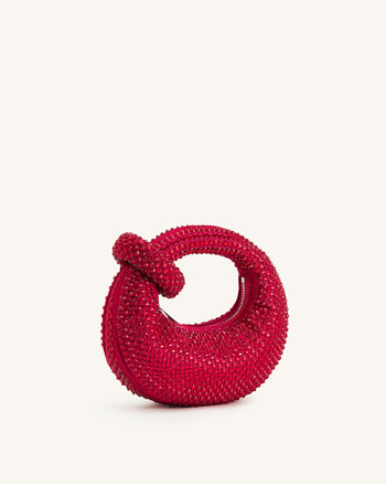 Sac à main mini à poignée Abacus en cristal artificiel - Rouge