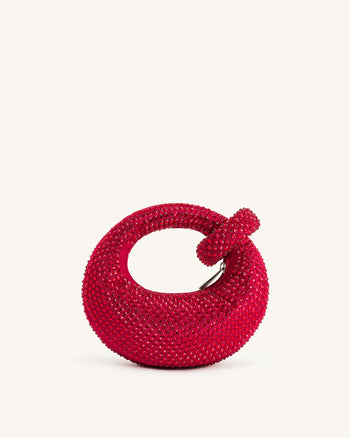 Sac à main mini à poignée Abacus en cristal artificiel - Rouge
