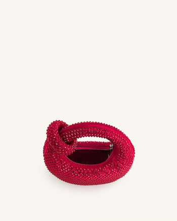 Sac à main mini à poignée Abacus en cristal artificiel - Rouge