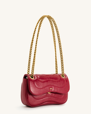 Tina Sac Bandoulière Matelassé avec Chaîne - Rouge foncé
