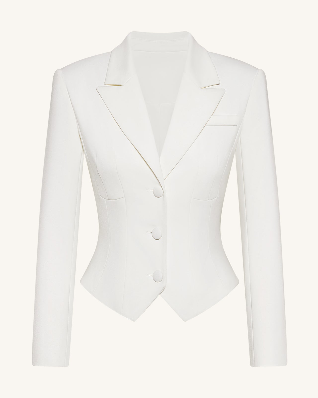 Blazer court à taille sculptée - Blanc