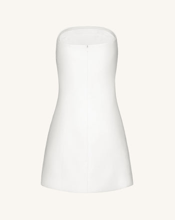 Mini-robe sans bretelles à motifs floraux vigne 3D – Blanc