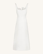 Robe de soirée asymétrique décolleté cœur avec appliqués vigne 3D – Blanc