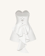 Mini-robe bustier en satin avec nœud dans le dos - Blanc