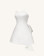 Mini-robe bustier en satin avec nœud dans le dos - Blanc