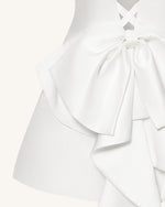 Mini-robe bustier en satin avec nœud dans le dos - Blanc