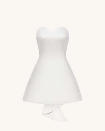 Mini-robe bustier en satin avec nœud dans le dos - Blanc