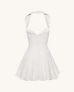 Mini-robe bustier plissée à col halter - Blanc